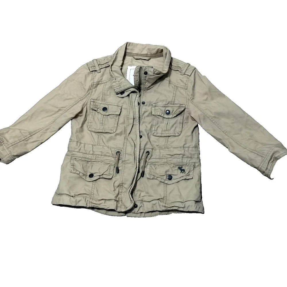ABERCROMBIE KIDS XL‎ Girls Tan Khaki Jacket Coat Full Zipper Pockets